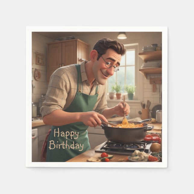 Dad the Chef Birthday Napkins (Front)