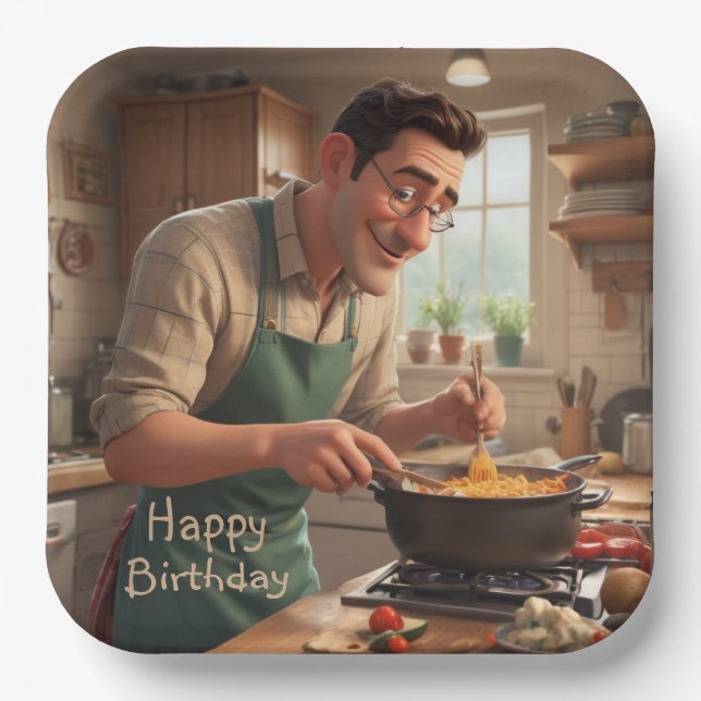 Dad the Chef Birthday Paper Plates (Front)
