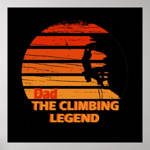 dad the climbing legend vintage sunset poster