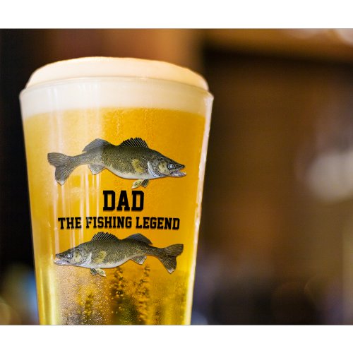 Dad The Fishing Legend Walleye Fathers Day Glass
