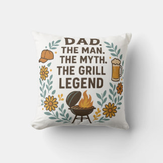 Dad the Grill Legend – Funny BBQ Gift Shirt Throw Pillow