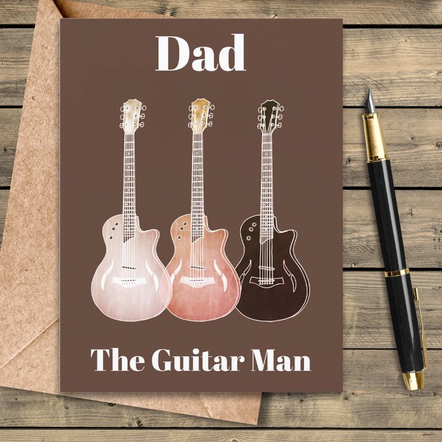 Dad The Guitar Man Quote Holiday Postcard (Dad the guitar man rustic electric guitars music themed Father’s Day greetings postcard)
