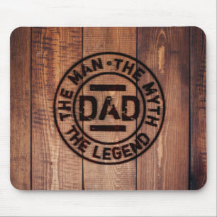 Dad The Man Myth Legend Rustic Wood Pyrography  Mouse Pad