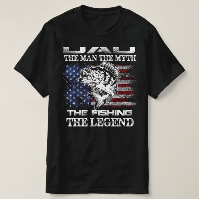 Dad The Man The Myth The Fishing Legend Flag  T-Shirt (Design Front)