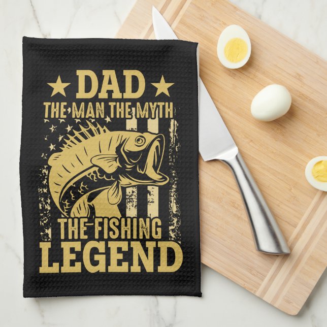 Dad - The Man, The Myth, The Fishing Legend Kitchen Towel (Quarter Fold)