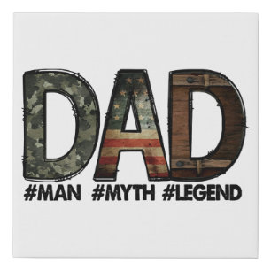 Dad - the man the myth the legend Dad; father; fat Faux Canvas Print