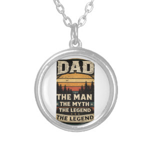 Dad The Man The Myth The Legend Funny Father Phone Silver Plated Necklace