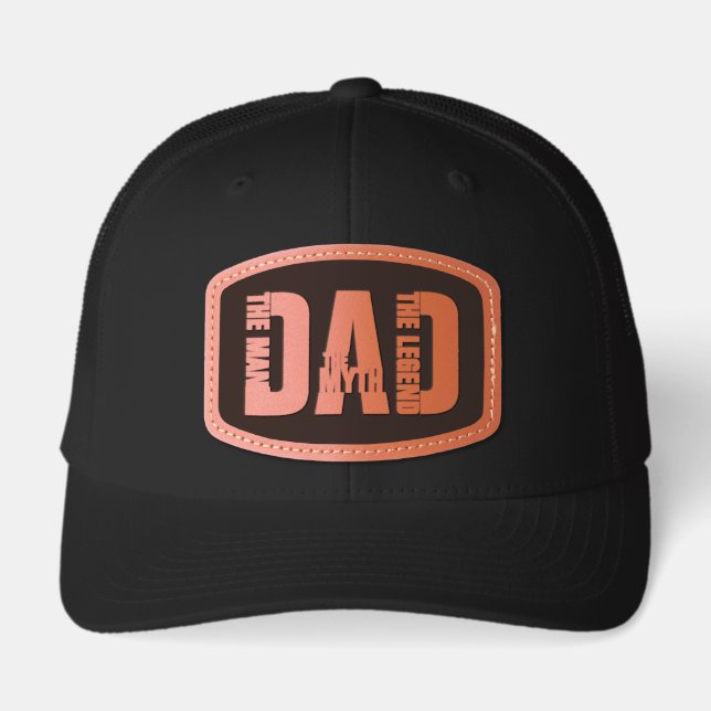 Dad The Man The Myth The Legend Leather Patch Hat (Front)