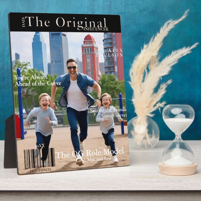 Dad: The Original Influencer' Magazine Cover Card Plaque (Side)