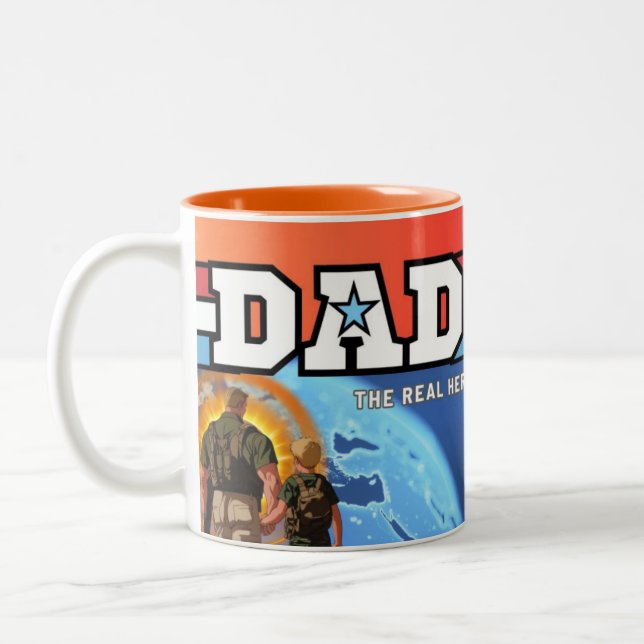 DAD: The Real Hero Two-Tone Coffee Mug (Left)