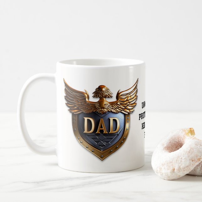 Dad, the Unwavering Protector and Hero Fathers Day Coffee Mug (With Donut)