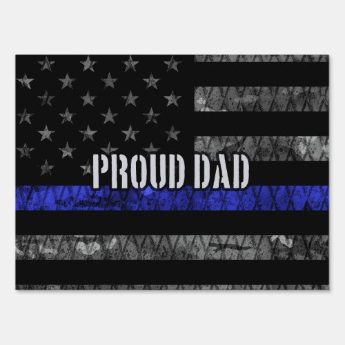 Dad Thin Blue Line Distressed Flag Sign
