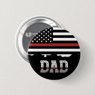 Dad Thin Red Line Firefighter Dad Gifts Button