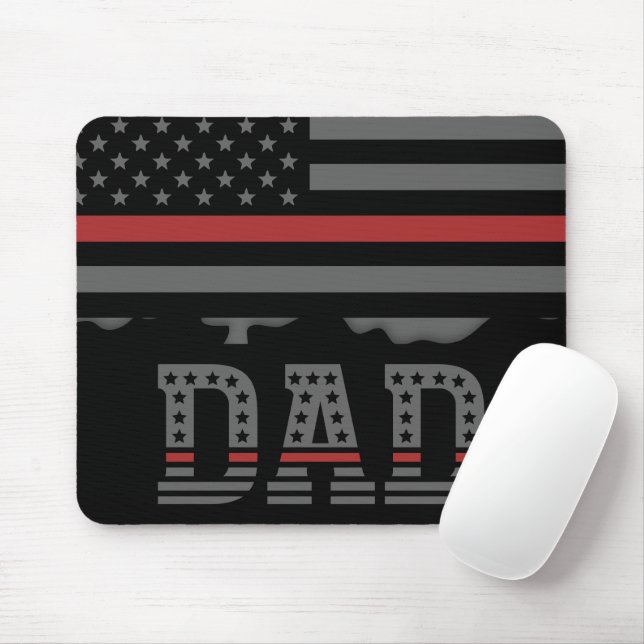 Dad Thin Red Line Firefighter Dad Gifts Mouse Pad (With Mouse)