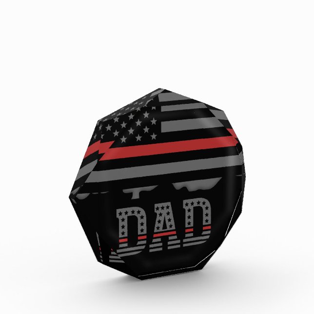 Dad Thin Red Line Firefighter Dad Gifts Photo Block (Left)