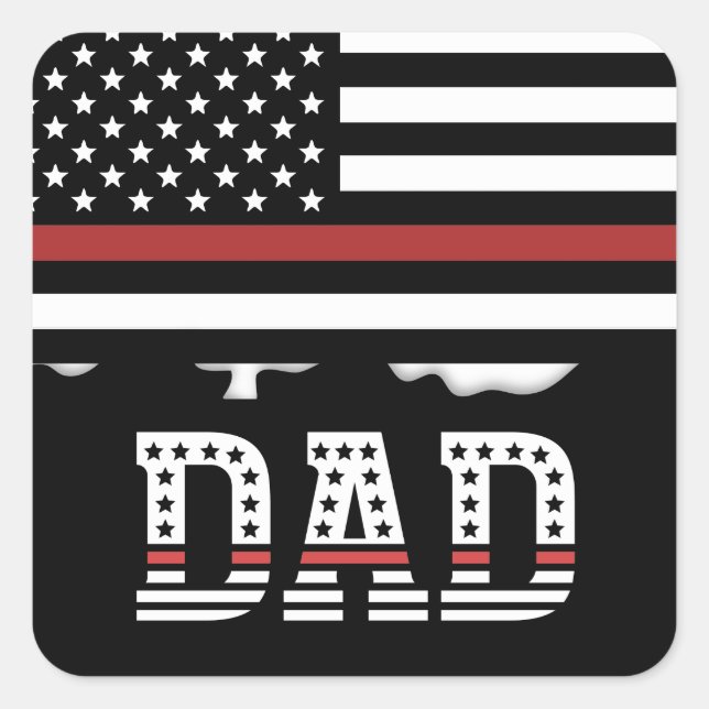 Dad Thin Red Line Firefighter Dad Gifts Square Sticker (Front)