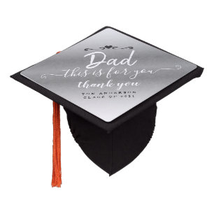 Dad This is For You! Thank You Custom Gray Graduation Cap Topper