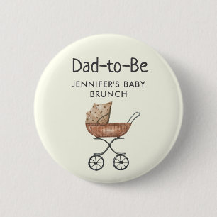 Dad-to-Be Antique Wicker Baby Buggy Shower/Brunch Button