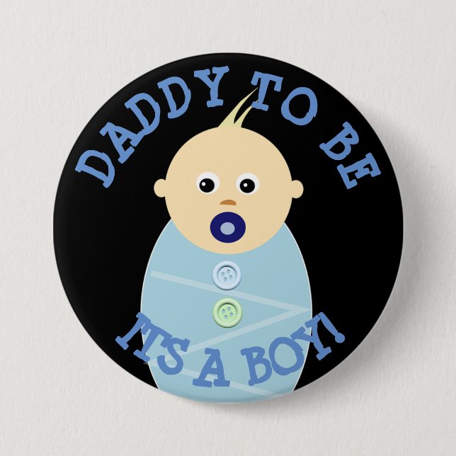 Dad to be blue Baby Boy  Baby Shower Button (Front)