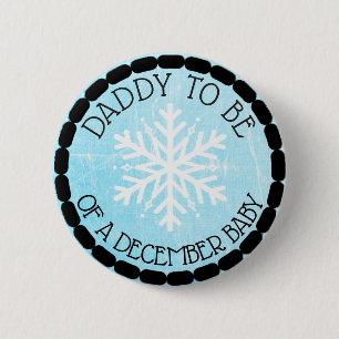 Dad to be Blue Winter December Baby Button