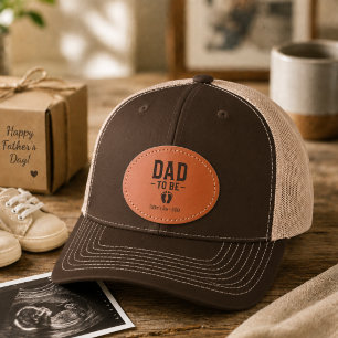 Dad to Be Fathers Day Pregnancy Reveal Leather Patch Hat