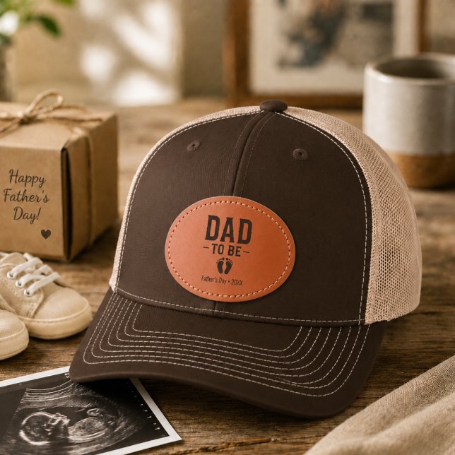 Dad to Be Fathers Day Pregnancy Reveal Leather Patch Hat (Dad to Be Fathers Day Pregnancy Reveal Leather Patch Hat)