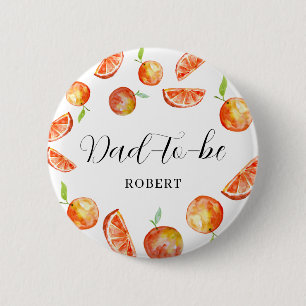 Dad-to-be Little Cutie Baby Shower Orange Custom  Button