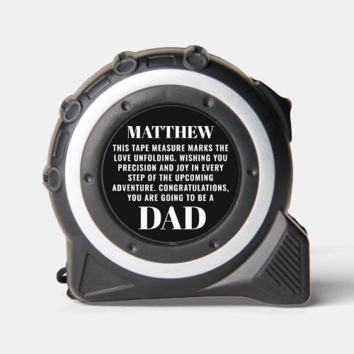 Dad_to_be Pregnancy Reveal to Husband Black Custom Tape Measure