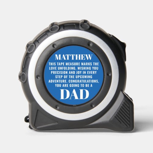Dad_to_be Pregnancy Reveal to Husband Blue Custom Tape Measure