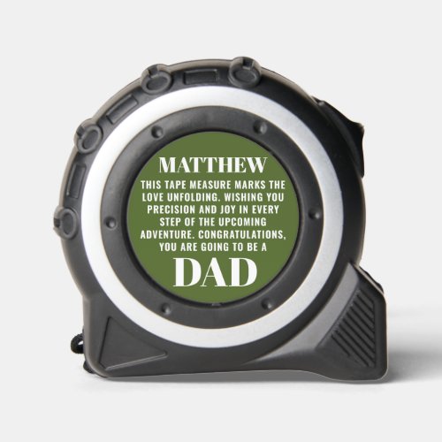 Dad_to_be Pregnancy Reveal to Husband Green Custom Tape Measure