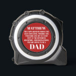 Dad-to-be Pregnancy Reveal to Husband Red Custom Tape Measure<br><div class="desc">Surprise your soon-to-be dad with a custom tape measure, a unique way to reveal the joy of pregnancy! Personalized with his name and text of your choice, this special tool combines functionality with sentimentality. Personalize it for an extra touch, making this reveal a cherished keepsake for the years to come....</div>