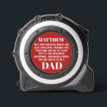 Dad-to-be Pregnancy Reveal to Husband Red Custom Tape Measure<br><div class="desc">Surprise your soon-to-be dad with a custom tape measure, a unique way to reveal the joy of pregnancy! Personalized with his name and text of your choice, this special tool combines functionality with sentimentality. Personalize it for an extra touch, making this reveal a cherished keepsake for the years to come....</div>