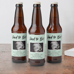 Dad to be Ultrasound Photo 1st Father's Day Beer Bottle Label