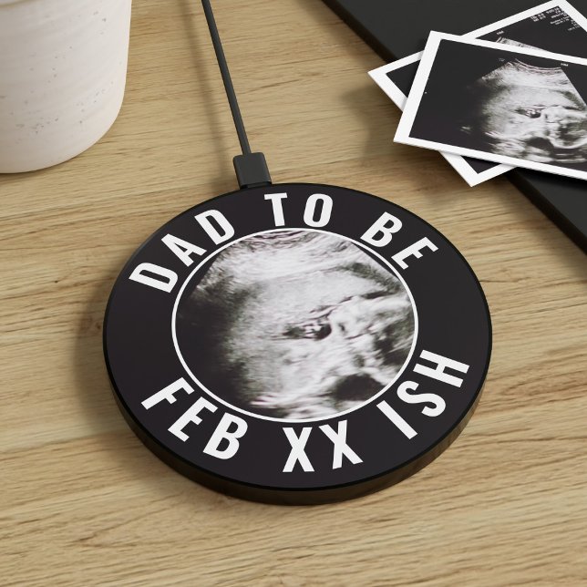 Dad to Be Ultrasound Photo First Father's Day Gift Wireless Charger (Surprise the Dad to be with a phone charger with your baby photo on it. He'll not be expecting that)