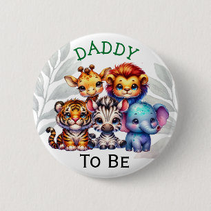 Dad to be   Zoo Animals Baby Shower Button