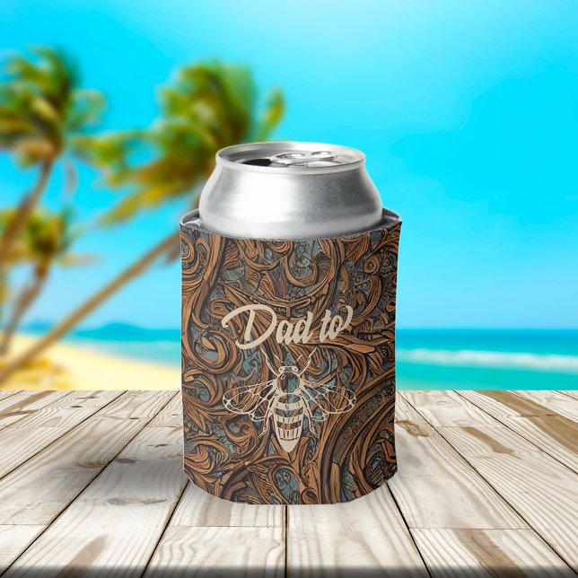 Dad to Bee Elegant Carved Wood Can Cooler (Creator Uploaded)