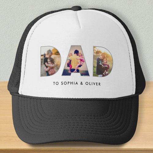 Dad To Kids Names  Photos Trucker Hat