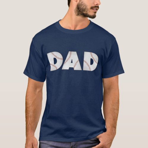 Dad Typography Baseball Simple Funny Cute T_Shirt