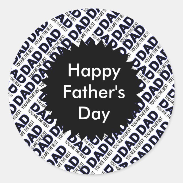 Dad Typography Classic Round Sticker, Matte Sticker (Front)