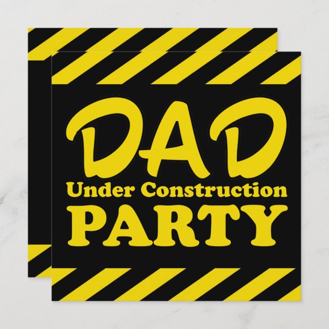 Dad Under Construction Party Invitation (Front/Back)