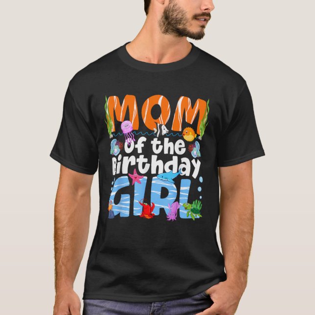 Dad Under Sea Theme Birthday Party Girl Ocean Sea  T-Shirt (Front)