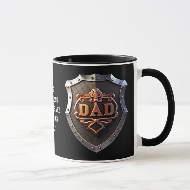 Dad Unwavering Protector & Hero Fathers Day Black Mug (Right)