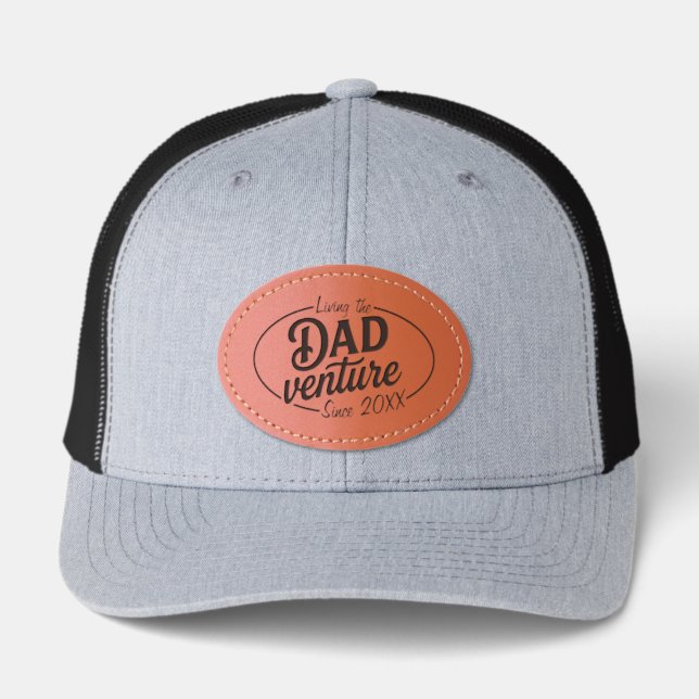 Dad Venture Personalized Year Fathers Day Leather Patch Hat (Front)