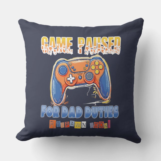 Dad Video Gamer Funny Quote Throw Pillow (Front)