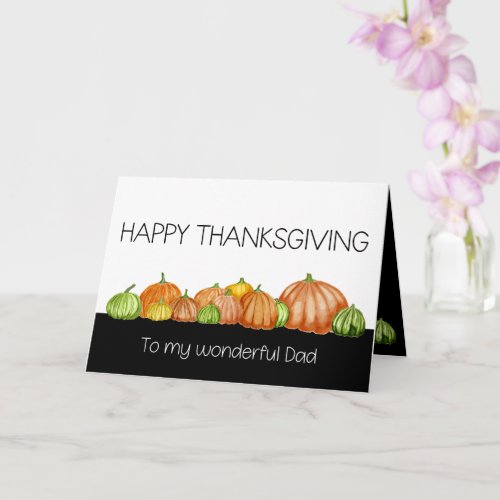 Dad Watercolor Pumpkins Thanksgiving Card