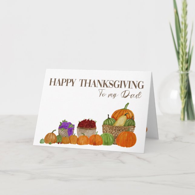 Dad Watercolor Pumpkins Thanksgiving Card (Front)