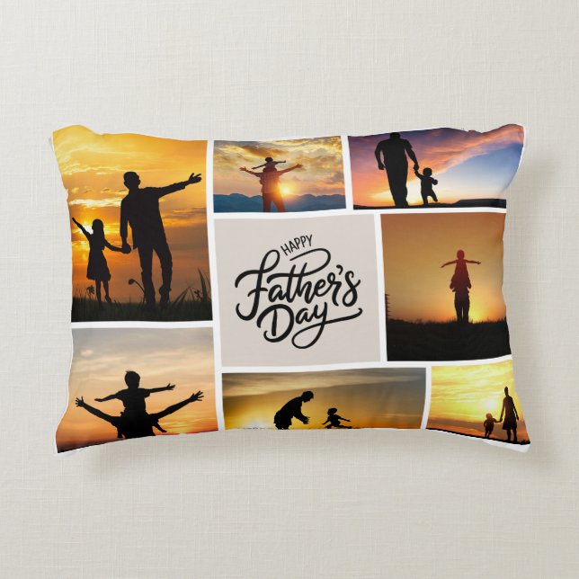 Dad We Love You Custom Fathers Day Photo  Accent Pillow (Front)