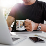 Dad We Love You Custom Fathers Day Photo Collage Coffee Mug<br><div class="desc">Create a stylish and memorable gift for Dad this Father's Day! This custom coffee mug features a collage of three favorite family pictures of the kids designed as a modern and bold sans serif typography design. Personalize the custom text with the names of the children and modify the black text...</div>
