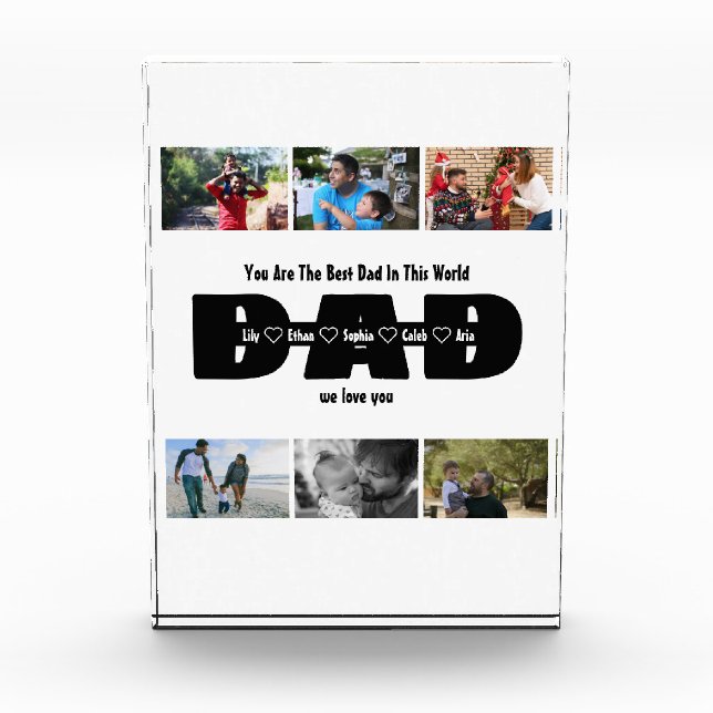 Dad, We Love You – Fathers Day 6 Photo Collage Acrylic Award (Front)