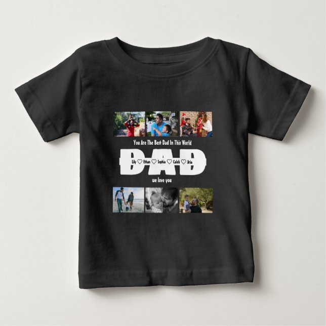 Dad, We Love You – Fathers Day 6 Photo Collage Baby T-Shirt (Front)